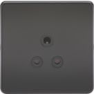 Knightsbridge  5A 1-Gang Unswitched Socket Matt Black with Black Inserts