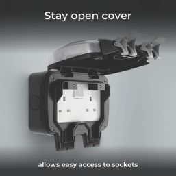 British General  IP66 13A 2-Gang SP Weatherproof Outdoor Switched Socket