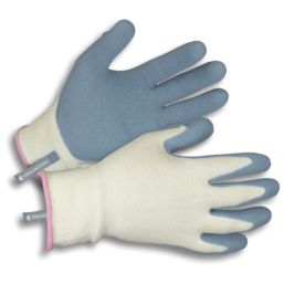 ClipGlove Bamboo Fibre  Womens Bamboo Gardening Gloves Blue / Cream Small