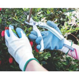 ClipGlove Bamboo Fibre  Womens Bamboo Gardening Gloves Blue / Cream Small