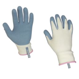 ClipGlove Bamboo Fibre  Womens Bamboo Gardening Gloves Blue / Cream Small