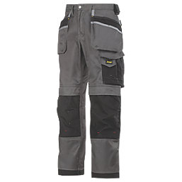 Snickers DuraTwill 3212 Holster Pocket Trousers Grey / Black 33" W 35" L