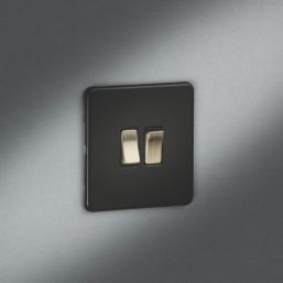 Knightsbridge  10AX 2-Gang 2-Way Light Switch  Matt Black