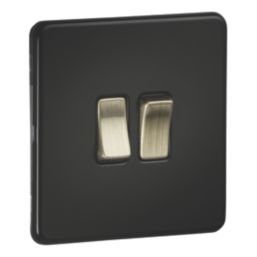 Knightsbridge  10AX 2-Gang 2-Way Light Switch  Matt Black