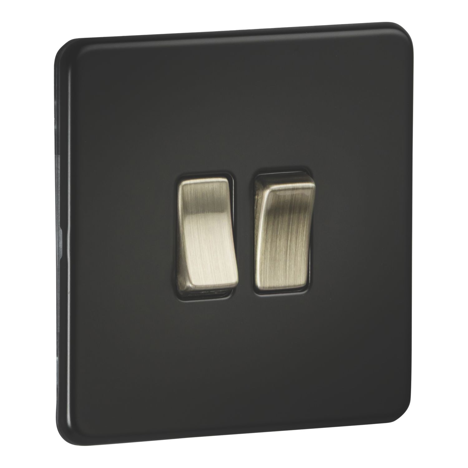Knightsbridge 10AX 2-Gang 2-Way Light Switch Matt Black (421AM)