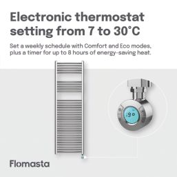 Flomasta 1600mm x 500mm 1706BTU Chrome Curved Electric Towel Radiator