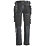 Snickers 6241 Stretch Trousers Grey / Black 35" W 32" L