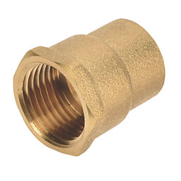 Flomasta  Brass End Feed Equal Female Coupler 15mm x 1/2"