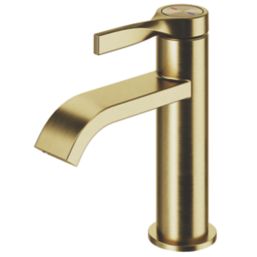 Refurb Swirl Ayre Brushed Brass 165mm Standard Lever Mono Basin Mixer Tap  With Clicker Waste