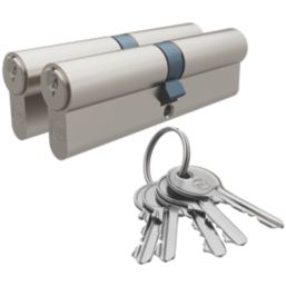 Smith & Locke 1 Star 6-Pin Euro Double Cylinder Locks 50-50 (100mm) Satin Nickel  2 Pack