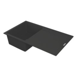 Carysil GD100-MB 1 Bowl Granite Composite Kitchen Sink Midnight Black Reversible 860mm x 500mm