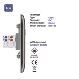 British General Nexus Metal 1-Gang RJ45 Ethernet Socket Black Nickel