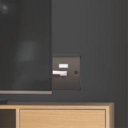 British General Nexus Metal 1-Gang RJ45 Ethernet Socket Black Nickel