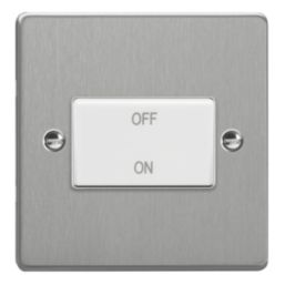 Varilight  10A 1-Gang 3-Pole Fan Isolator Switch Brushed Steel