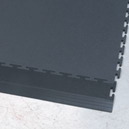 Ecotile Recycled T-Joint Interlocking 7mm Floor Tile Edge Ramps Black 498mm x 90mm 2 Pack