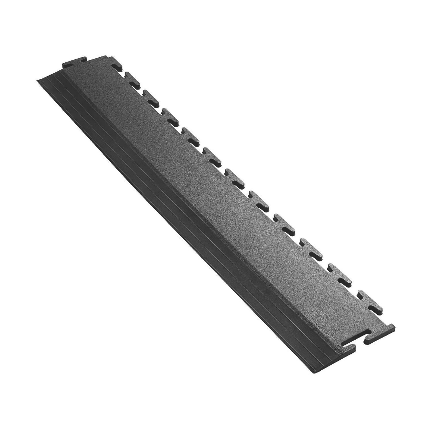 Ecotile Recycled T-Joint Interlocking 7mm Floor Tile Edge Ramps Black 498mm x 90mm 2 Pack (421YU)