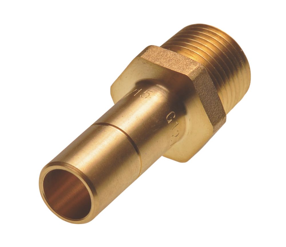 Hep2O  Brass Push-Fit Adapting Male Coupler 15mm x 1/2"