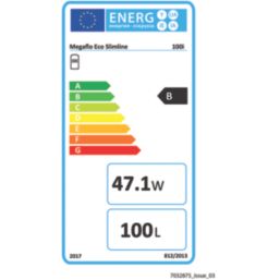 Heatrae Sadia Megaflo Eco Slimline 100i Indirect Unvented  Hot Water Cylinder 100Ltr