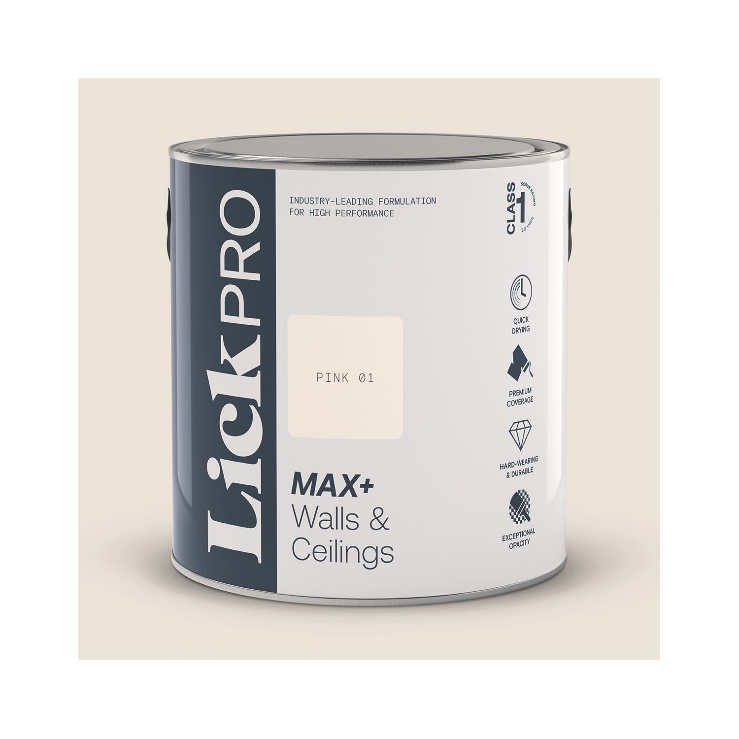 LickPro Max+ 2.5Ltr Pink 01 Matt Emulsion Paint (422JY)