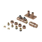 Terma Twins All-in-One Integrated Copper Angled Thermostatic TRV, Lockshield & Pipe Masking Set L/S  1/2" x 15mm