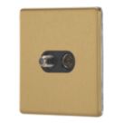 Contactum Lyric 2-Gang Coaxial TV & F-Type Satellite Socket Brushed Brass with Black Inserts