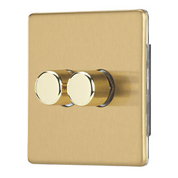 Contactum Lyric 2-Gang 2-Way LED Dimmer Switch  Brushed Brass
