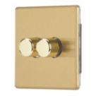 Contactum Lyric 2-Gang 2-Way LED Dimmer Switch  Brushed Brass