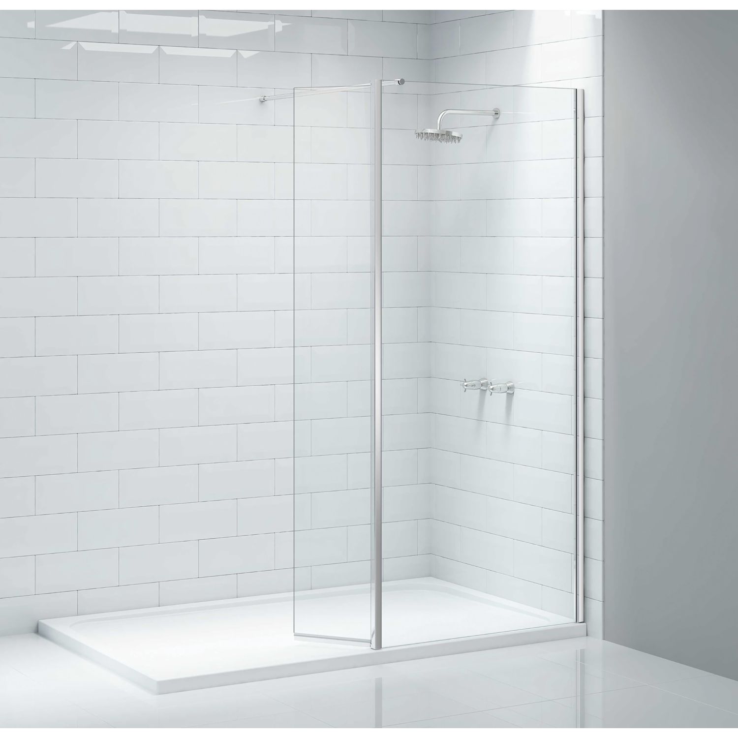 Triton Neo Frameless Showerwall & Swivel Panel Chrome 700mm x 2015mm (422TK)