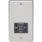 Knightsbridge  2-Gang Dual Voltage Shaver Socket 115 V / 230V Brushed Chrome with Black Inserts