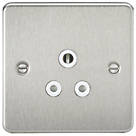 Knightsbridge FP5ABCW 5A 1-Gang Unswitched Socket Brushed Chrome with White Inserts