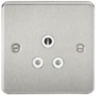 Knightsbridge  5A 1-Gang Unswitched Socket Brushed Chrome with White Inserts