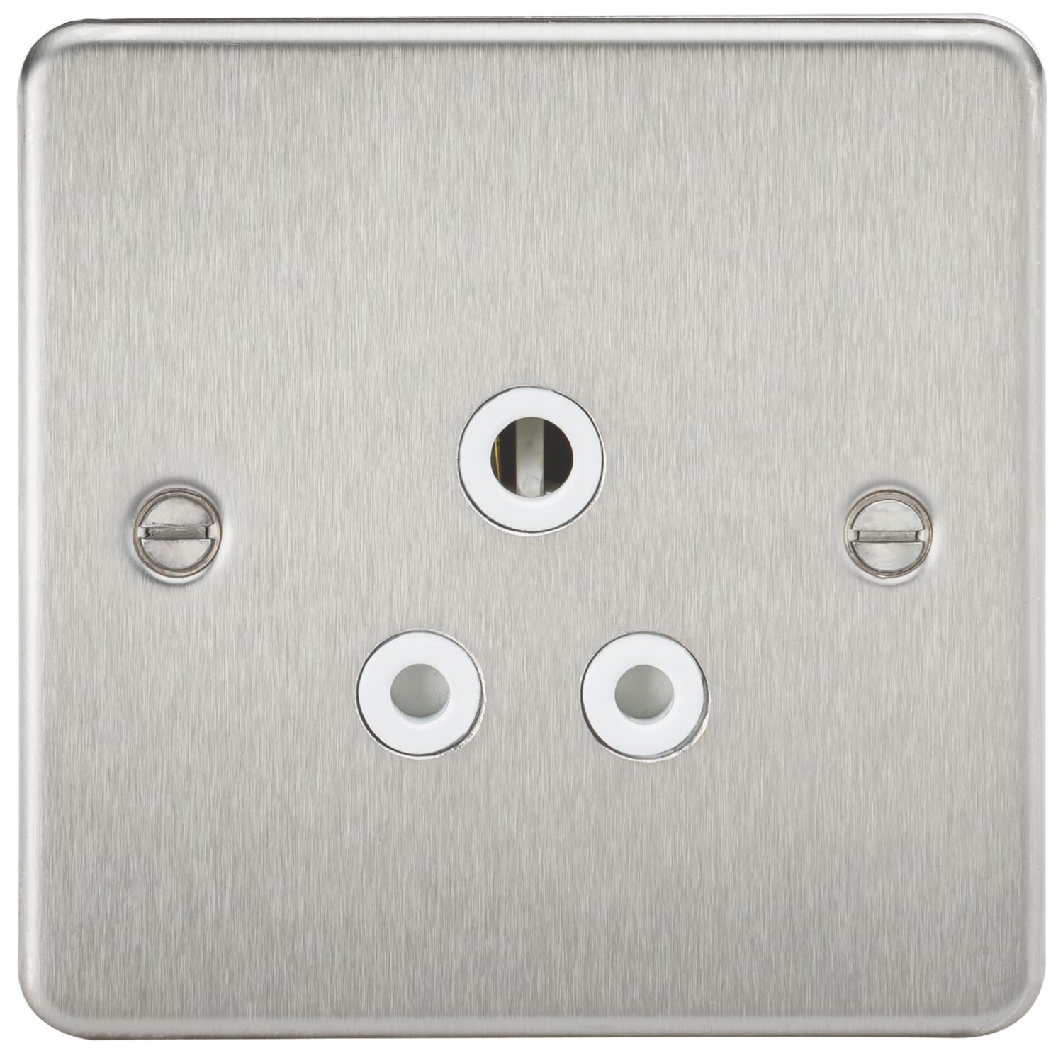 Knightsbridge 5A 1-Gang Unswitched Socket Brushed Chrome with White Inserts (422TY)
