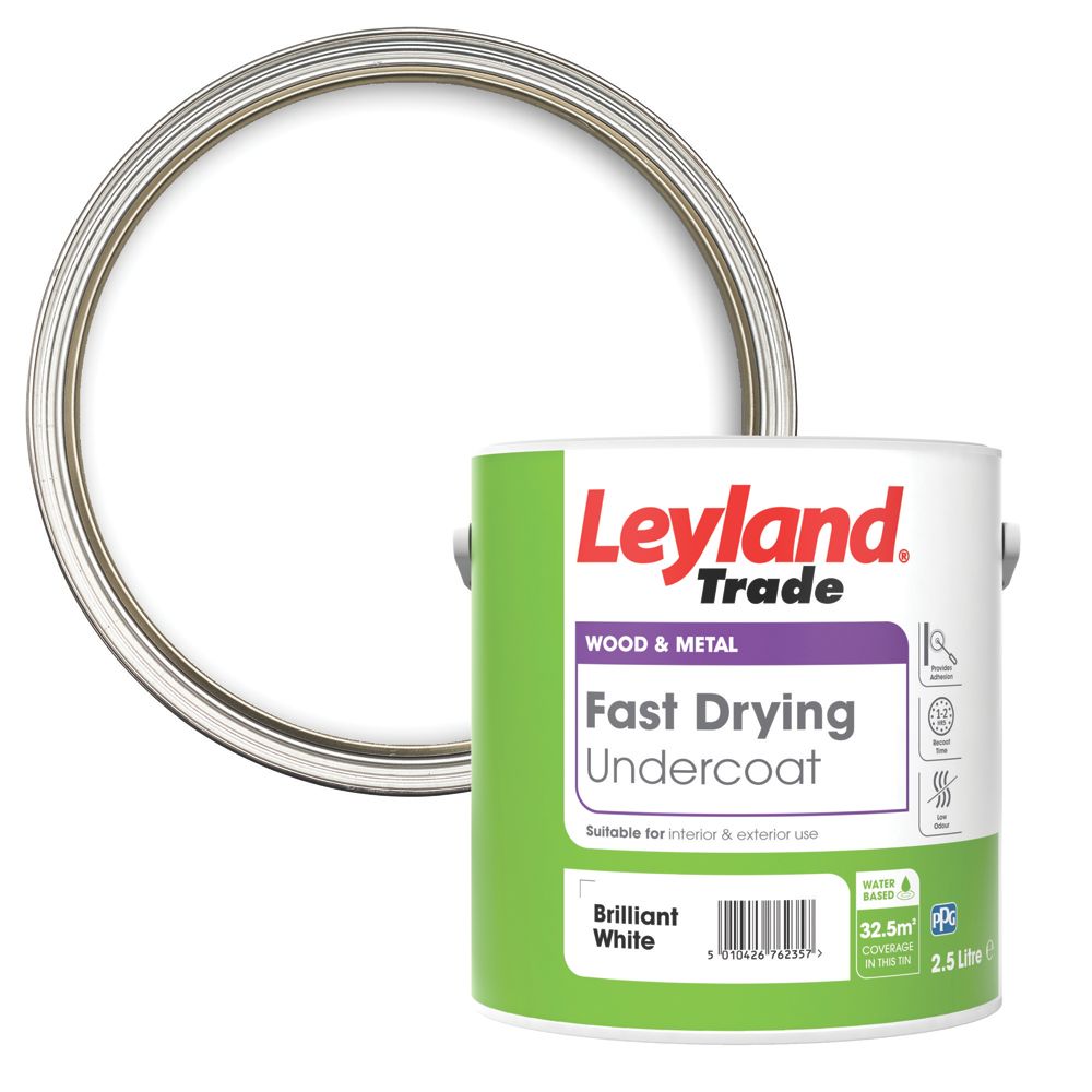 Leyland Trade 2.5Ltr Brilliant White Matt Wood & Metal Undercoat Screwfix