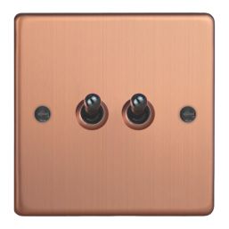 Varilight  10A 2-Gang 2-Way Light Switch  Brushed Copper