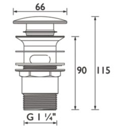 Bristan RP3 W Basin16 C Chrome-Plated Brass 40mm Slotted Click‑Clack Basin Waste