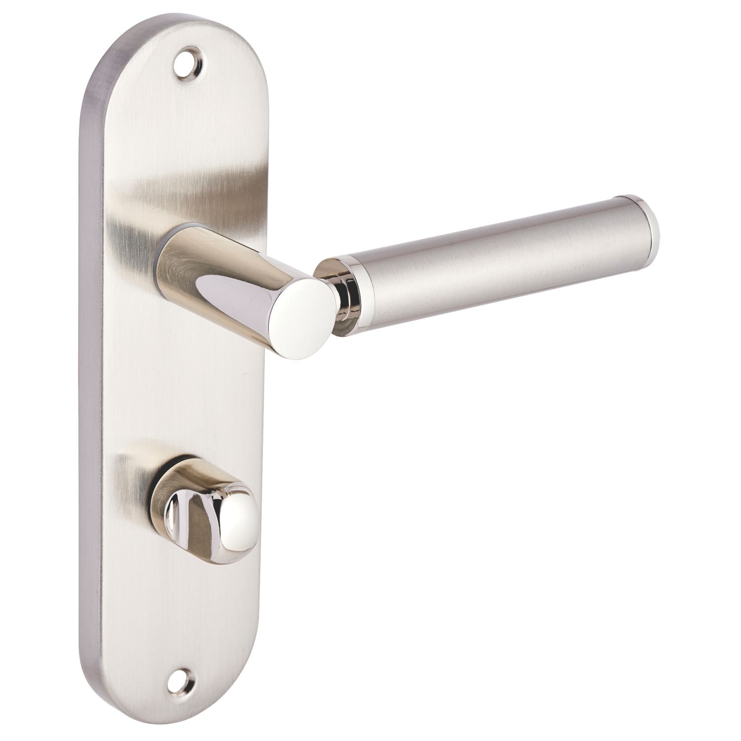 Smith & Locke Lyme Fire Rated WC Door Handles Pair Chrome / Brushed Nickel (423HY)