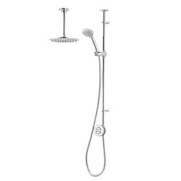 Aqualisa Smart Link Gravity-Pumped Ceiling-Fed Chrome Thermostatic Shower with Diverter