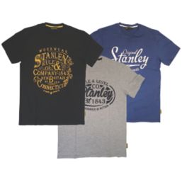 Stanley Benton Short Sleeve T-Shirts 1 x Black, 1 x Blue & 1 x Grey Medium 41" Chest 3 Piece Set