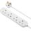 Masterplug 13A 4-Gang Unswitched  Extension Lead White 3m