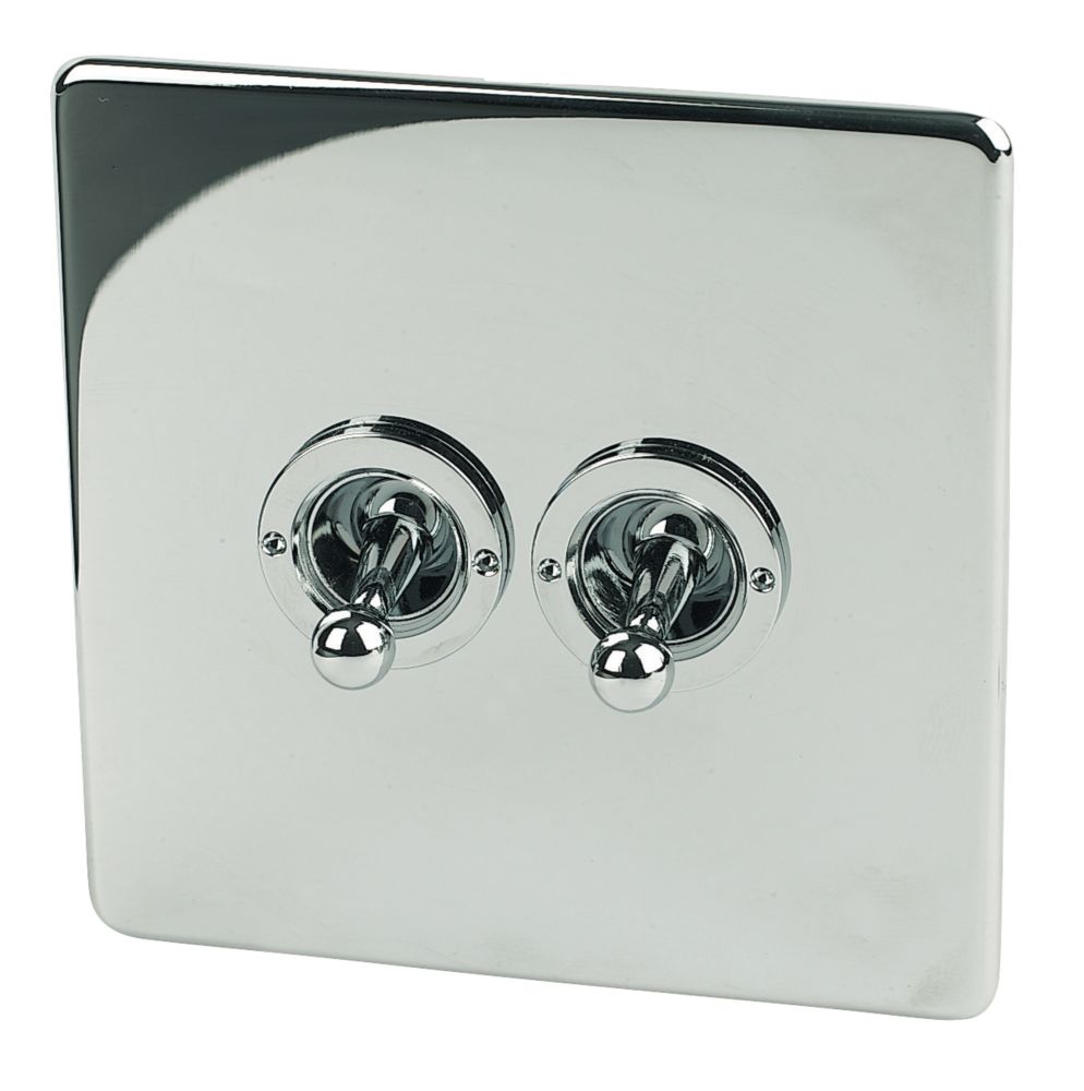 Crabtree Platinum 10AX 2-Gang 2-Way Toggle Switch  Polished Chrome