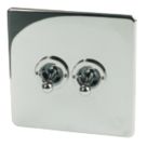Crabtree Platinum 10AX 2-Gang 2-Way Toggle Switch  Polished Chrome