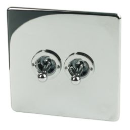Crabtree Platinum 10AX 2-Gang 2-Way Toggle Switch  Polished Chrome