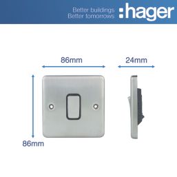 Hager Sollysta WRPS16BSB 10A 1-Gang Intermediate Switch Brushed Steel with Black Inserts