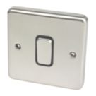 Hager Sollysta WRPS16BSB 10A 1-Gang Intermediate Switch Brushed Steel with Black Inserts