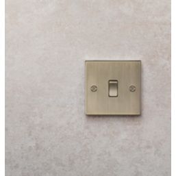 Knightsbridge Raised Edge Square 10AX 1-Gang 1-Way Double Pole Switch  Antique Brass