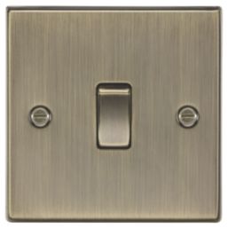 Knightsbridge Raised Edge Square 10AX 1-Gang 1-Way Double Pole Switch  Antique Brass
