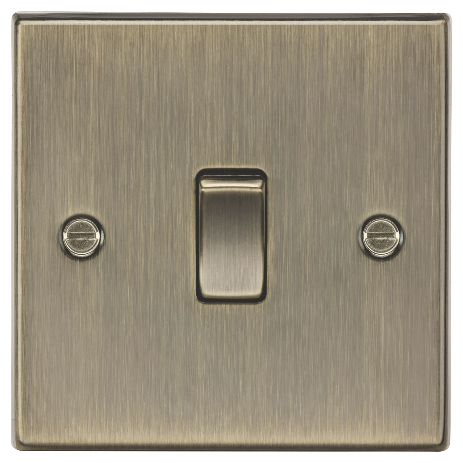Knightsbridge Raised Edge Square 10AX 1-Gang 1-Way Double Pole Switch Antique Brass (424CR)