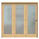 Green & Taylor  3-Door 1-Frosted Light Unfinished Oak Wooden Shaker Internal Bi-Fold Door 2060mm x 2133mm