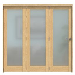 Green & Taylor  3-Door 1-Frosted Light Unfinished Oak Wooden Shaker Internal Bi-Fold Door 2060mm x 2133mm