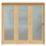 Green & Taylor  3-Door 1-Frosted Light Unfinished Oak Wooden Shaker Internal Bi-Fold Door 2060mm x 2133mm